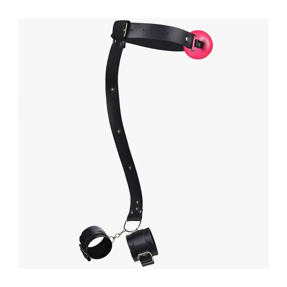 Kit 3 Em 1 Mordaca Bola Com Algemas Traseira La Pimienta - Rosa